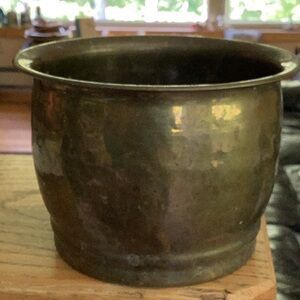 🎁  Hammered Vintage BRASS Pot Planter  6”Vintage EVC